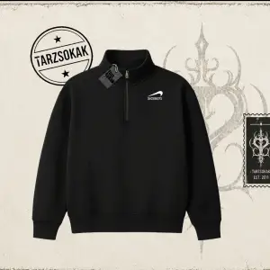 Unisex Suicedeboys Unisex Polo Yaka Yarım Fermuarlı Sweatshirt Beyaz