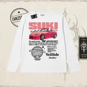 Unisex Suki Fast And Furious Biskilet Yaka  Long Sleeve Beyaz