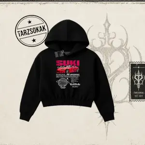 Unisex Suki Fast And Furious Kadın Crop Kapşonlu Sweatshirt Beyaz