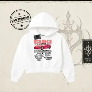 Unisex Suki Fast And Furious Kadın Crop Kapşonlu Sweatshirt Beyaz