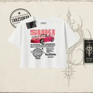 Unisex Suki Fast And Furious Kadın Crop Tişört Beyaz