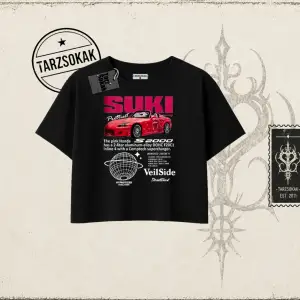 Unisex Suki Fast And Furious Kadın Crop Tişört Beyaz