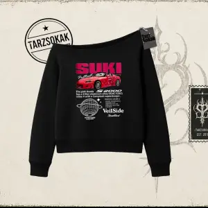 Unisex Suki Fast And Furious Kadın Kayık Yaka Sweatshirt Beyaz