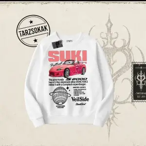 Unisex Suki Fast And Furious Oversize Unisex Bisiklet Yaka Sweatshirt Beyaz
