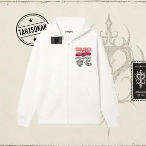 Unisex Suki Fast And Furious Oversize Unisex Hırka & Çeket Fermuarlı Sweatshirt Beyaz