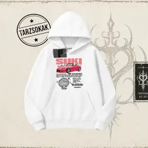 Unisex Suki Fast And Furious Oversize Unisex Kapşonlu Sweatshirt Beyaz