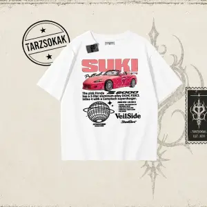 Unisex Suki Fast And Furious Oversize Unisex Tişört Beyaz