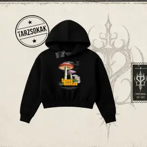 Unisex Sunny Sunday Kadın Crop Kapşonlu Sweatshirt Beyaz