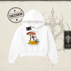 Unisex Sunny Sunday Kadın Crop Kapşonlu Sweatshirt Beyaz