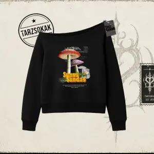 Unisex Sunny Sunday Kadın Kayık Yaka Sweatshirt Beyaz