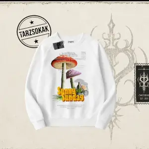 Unisex Sunny Sunday Oversize Unisex Bisiklet Yaka Sweatshirt Beyaz