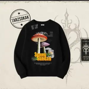 Unisex Sunny Sunday Oversize Unisex Bisiklet Yaka Sweatshirt Beyaz