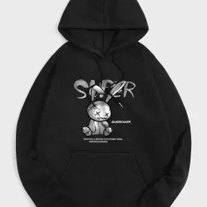 Unisex Super Baskılı Kapüşonlu Sweatshirt Beyaz