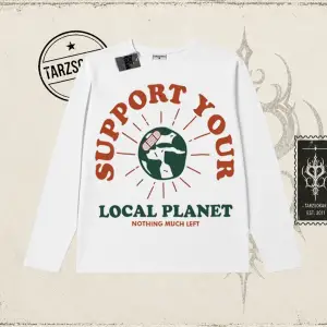 Unisex Support Your Biskilet Yaka  Long Sleeve Beyaz