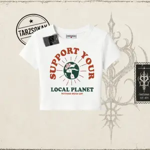 Unisex Support Your Kadın Baby Tee Beyaz