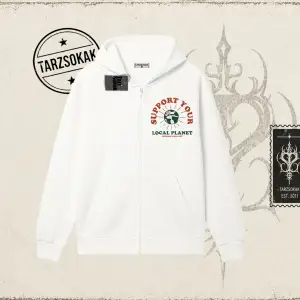 Unisex Support Your Oversize Unisex Hırka & Çeket Fermuarlı Sweatshirt Beyaz