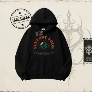 Unisex Support Your Oversize Unisex Kapşonlu Sweatshirt Beyaz
