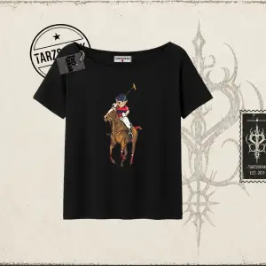 Unisex Teddy Horse Kadın Kayık Yaka Tişört Beyaz