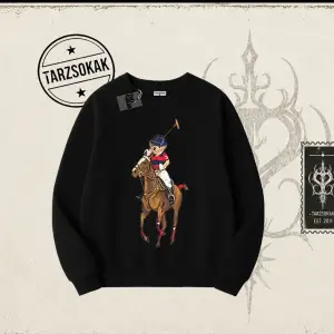 Unisex Teddy Horse Oversize Unisex Bisiklet Yaka Sweatshirt Beyaz