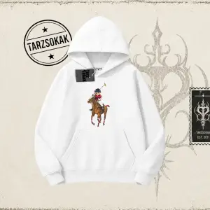 Unisex Teddy Horse Oversize Unisex Kapşonlu Sweatshirt Beyaz