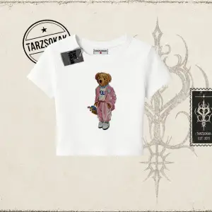 Unisex Teddy Kadın Baby Tee Beyaz