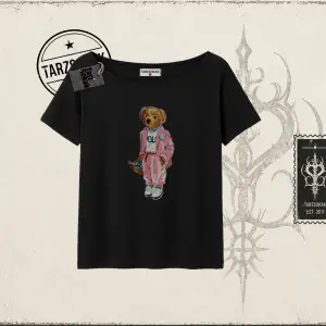 Unisex Teddy Kadın Kayık Yaka Tişört Beyaz