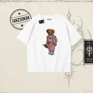 Unisex Teddy Oversize Unisex Tişört Beyaz