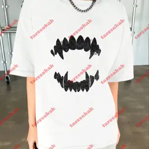 Unisex Teeth Tshirt Beyaz