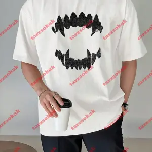 Unisex Teeth Tshirt Beyaz