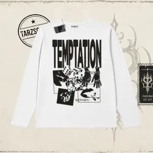 Unisex Temptation Tshirt Biskilet Yaka  Long Sleeve Beyaz