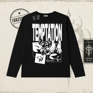 Unisex Temptation Tshirt Biskilet Yaka  Long Sleeve Beyaz