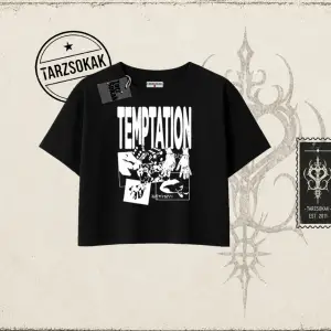 Unisex Temptation Tshirt Kadın Crop Tişört Beyaz