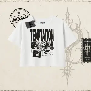 Unisex Temptation Tshirt Kadın Crop Tişört Beyaz