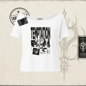Unisex Temptation Tshirt Kadın Kayık Yaka Tişört Beyaz