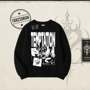 Unisex Temptation Tshirt Oversize Unisex Bisiklet Yaka Sweatshirt Beyaz