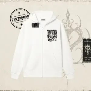 Unisex Temptation Tshirt Oversize Unisex Hırka & Çeket Fermuarlı Sweatshirt Beyaz