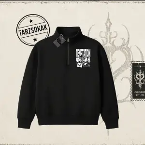 Unisex Temptation Tshirt Unisex Polo Yaka Yarım Fermuarlı Sweatshirt Beyaz