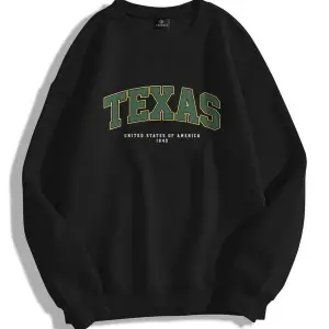 Unisex Texas Bisiklet Yaka Sweatshirt Siyah