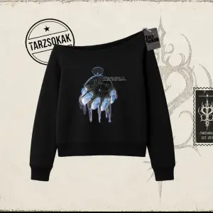 Unisex Time Flies Kadın Kayık Yaka Sweatshirt Beyaz