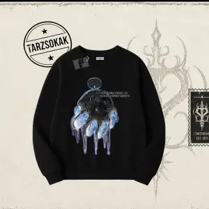 Unisex Time Flies Oversize Unisex Bisiklet Yaka Sweatshirt Beyaz