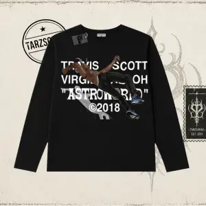Unisex Travis Scott Astroworld 2018 Biskilet Yaka  Long Sleeve Beyaz