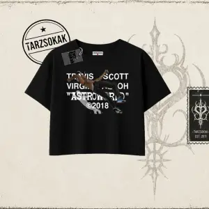 Unisex Travis Scott Astroworld 2018 Kadın Crop Tişört Beyaz