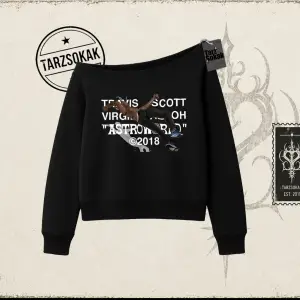 Unisex Travis Scott Astroworld 2018 Kadın Kayık Yaka Sweatshirt Beyaz