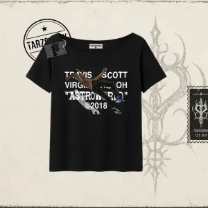 Unisex Travis Scott Astroworld 2018 Kadın Kayık Yaka Tişört Beyaz