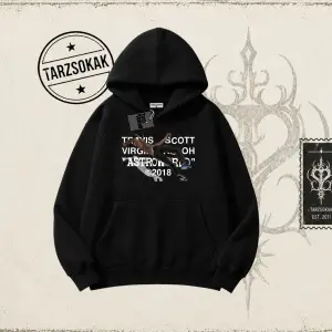 Unisex Travis Scott Astroworld 2018 Oversize Unisex Kapşonlu Sweatshirt Beyaz