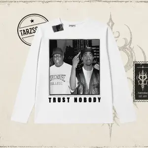 Unisex Trust Nobody Biskilet Yaka  Long Sleeve Beyaz
