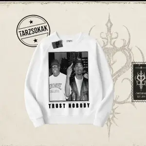 Unisex Trust Nobody Oversize Unisex Bisiklet Yaka Sweatshirt Beyaz