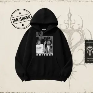 Unisex Trust Nobody Oversize Unisex Kapşonlu Sweatshirt Beyaz