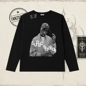 Unisex Tupac Shakur Biskilet Yaka  Long Sleeve Beyaz