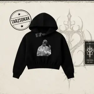 Unisex Tupac Shakur Kadın Crop Kapşonlu Sweatshirt Beyaz